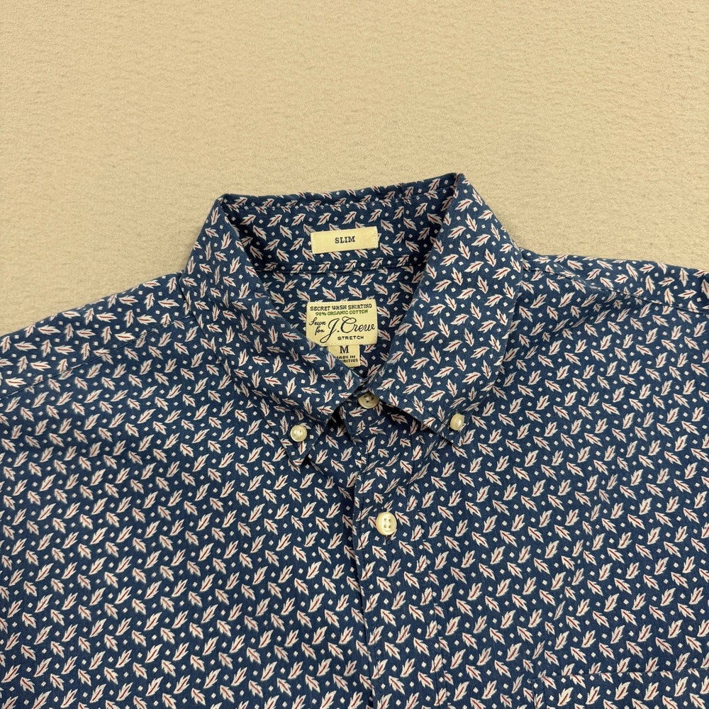 J.Crew Button Down Mens M Blue Secret Wash Shirting Slim Organic Cotton AP886